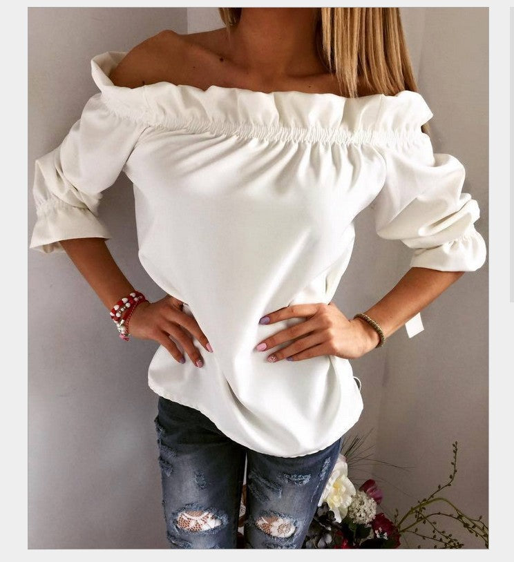 Women's Ruffled Ruffle Collar Top T-shirt