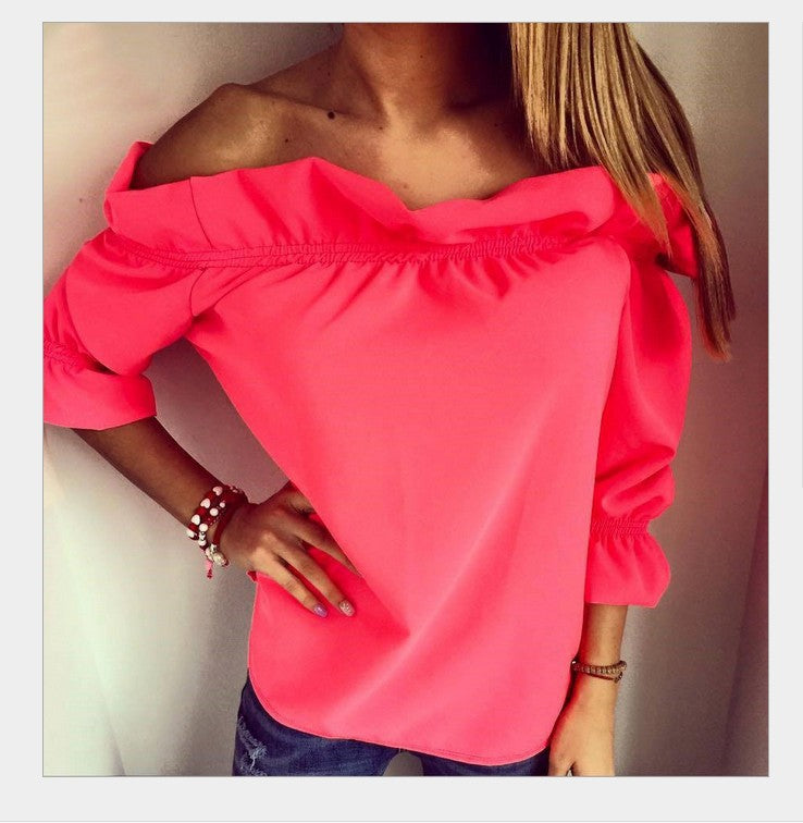 Women's Ruffled Ruffle Collar Top T-shirt