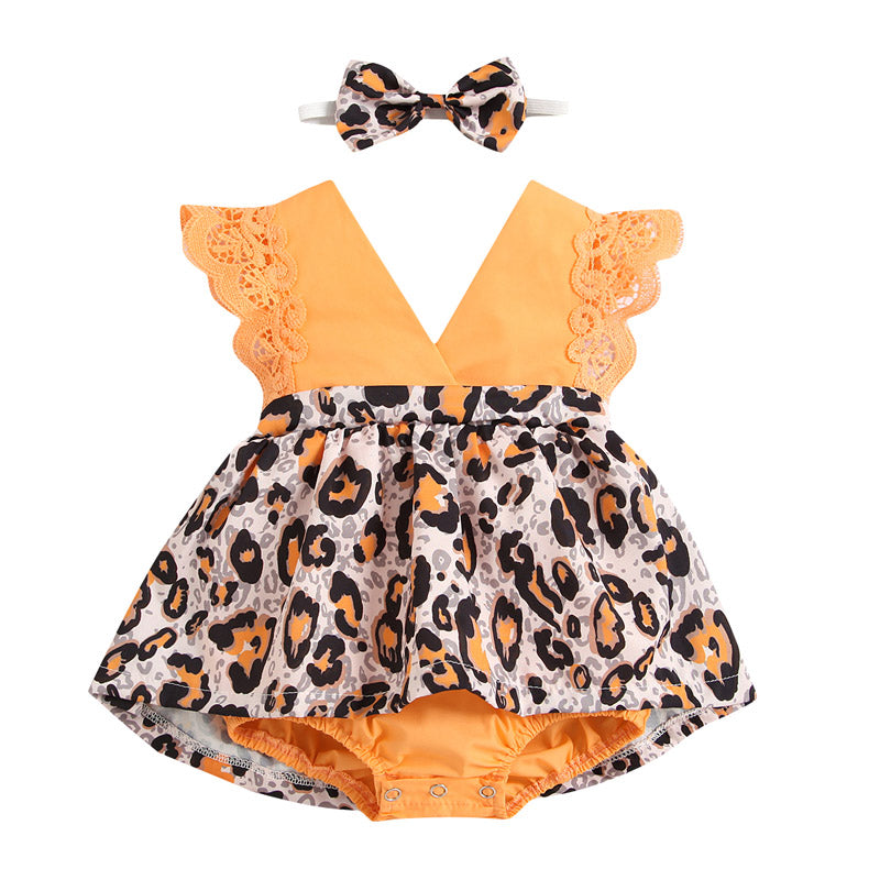 Newborn Baby Ruffled Sunflower Print Jumpsuit 2-Piece Headband Summer Dress 0-24 Months