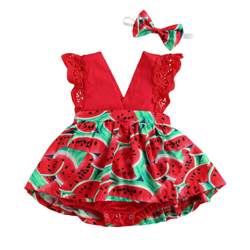 Newborn Baby Ruffled Sunflower Print Jumpsuit 2-Piece Headband Summer Dress 0-24 Months