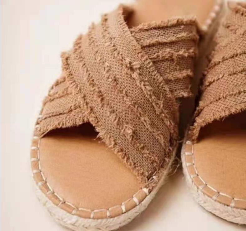 Flat Toe Tassel Plus Size Sandals Women One Word Flat Cross Slippers Women