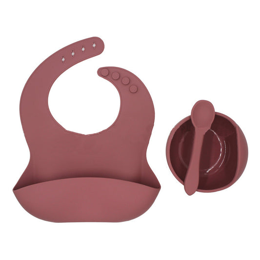 Modern Matte Style Silicone Bib Bowl Spoon Set