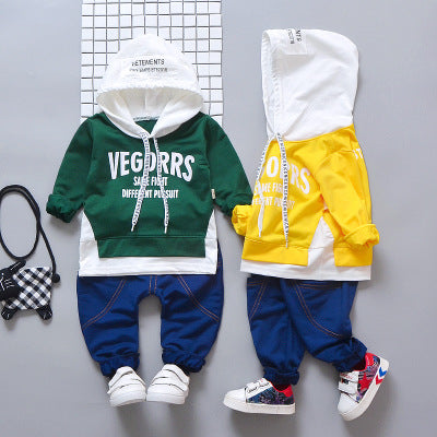 Baby Boys Cotton Hooded T-Shirt Pants 2 Piece Set