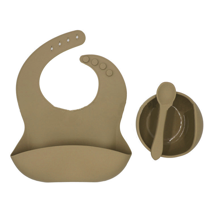 Modern Matte Style Silicone Bib Bowl Spoon Set