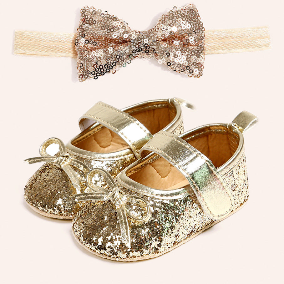 Baby shoes soft sole non-slip toddler shoes 2-piece headband