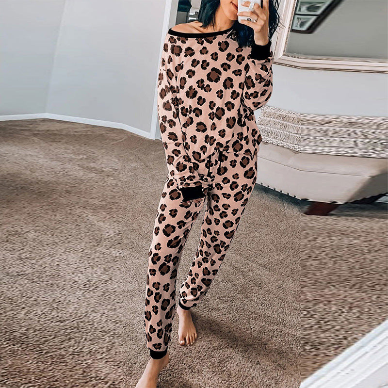 Leopard Print Home Service 2-piece Set Women