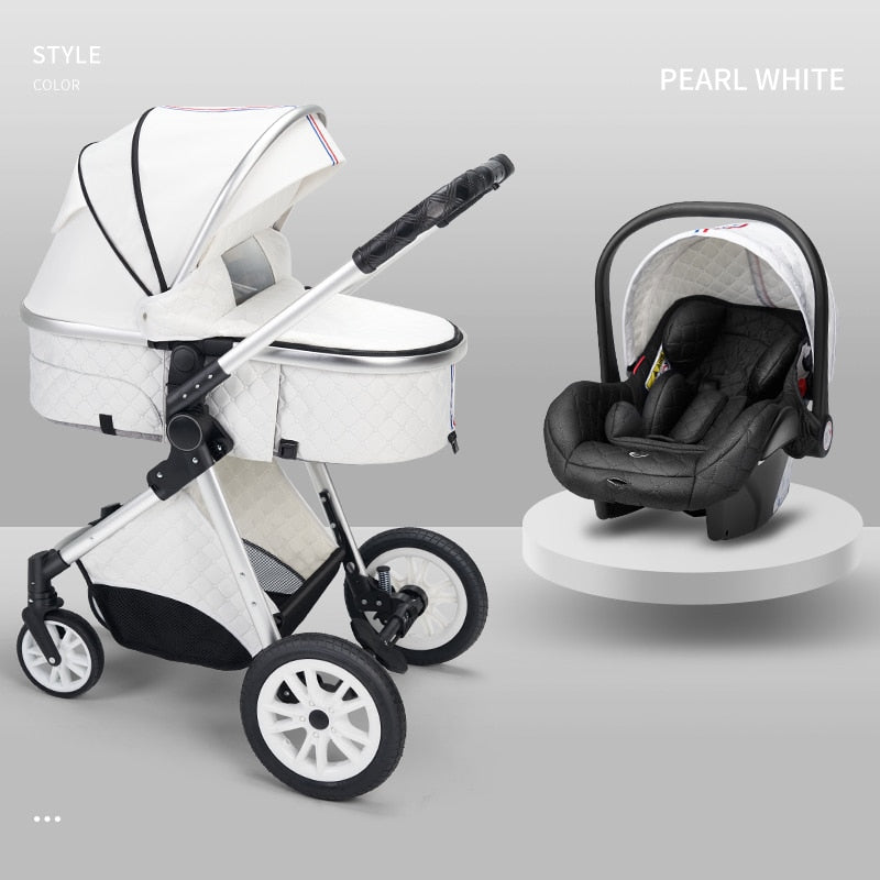 Luxury Leather High Landscape Baby Carriage Stroller