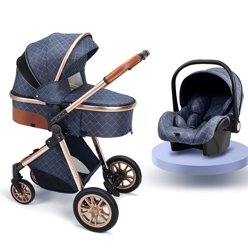 Luxury Leather High Landscape Baby Carriage Stroller