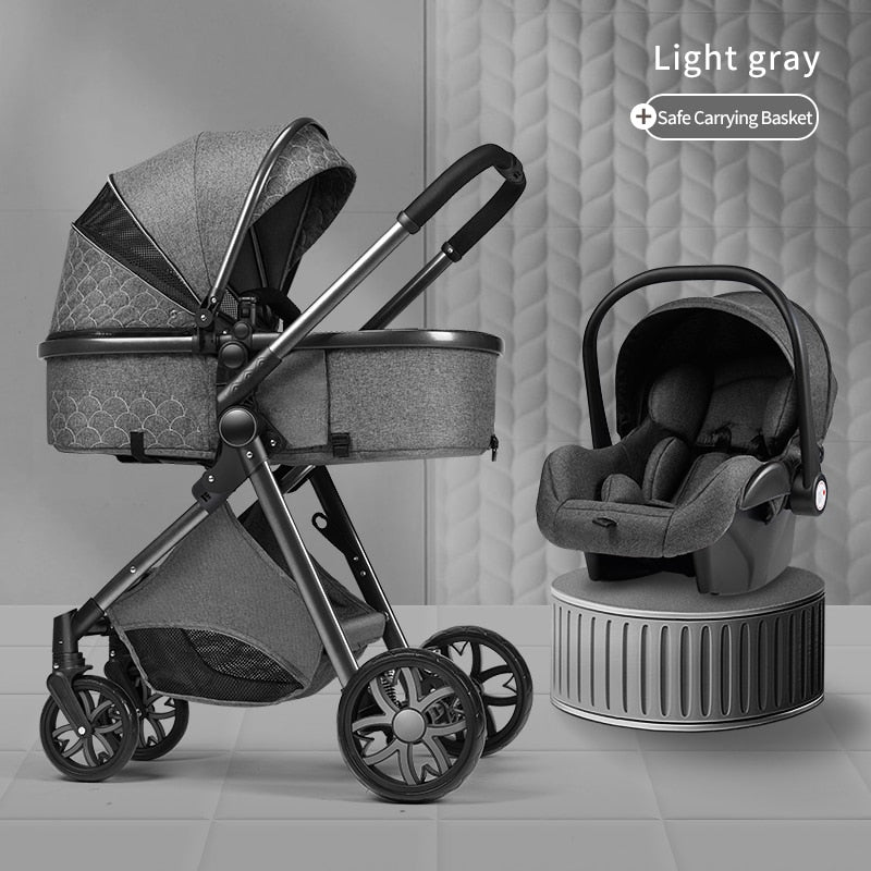 Luxury Leather High Landscape Baby Carriage Stroller