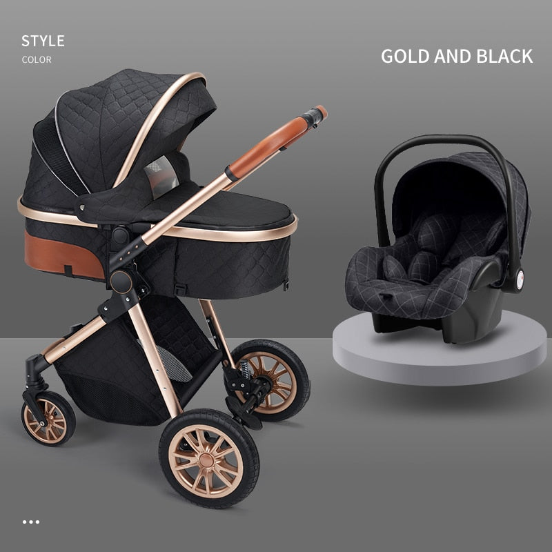 Luxury Leather High Landscape Baby Carriage Stroller