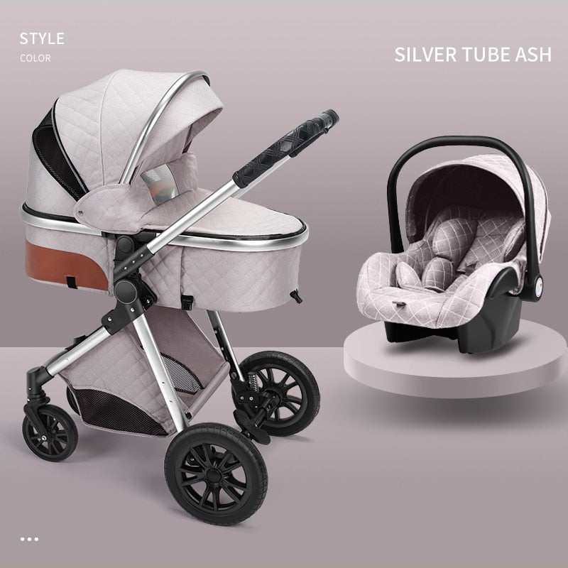 Luxury Leather High Landscape Baby Carriage Stroller