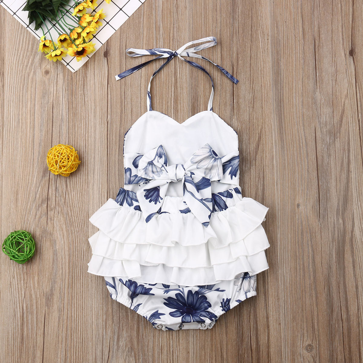 Baby Girl Floral Strap Neck Bodysuit