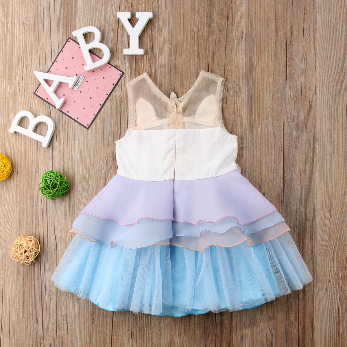 Cute Baby Girl Sleeveless Unicorn Ruffle Dress