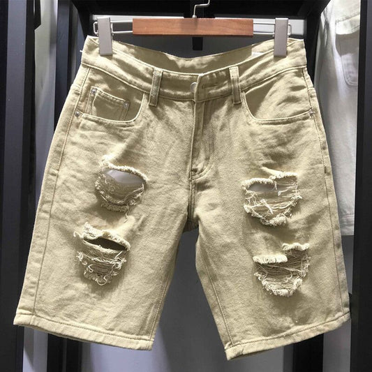 Summer Men Ripped Loose Straight Bermuda shorts