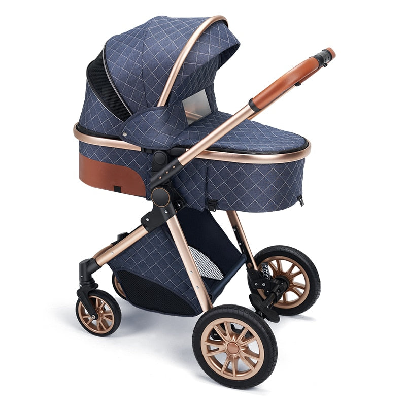 Luxury Leather High Landscape Baby Carriage Stroller