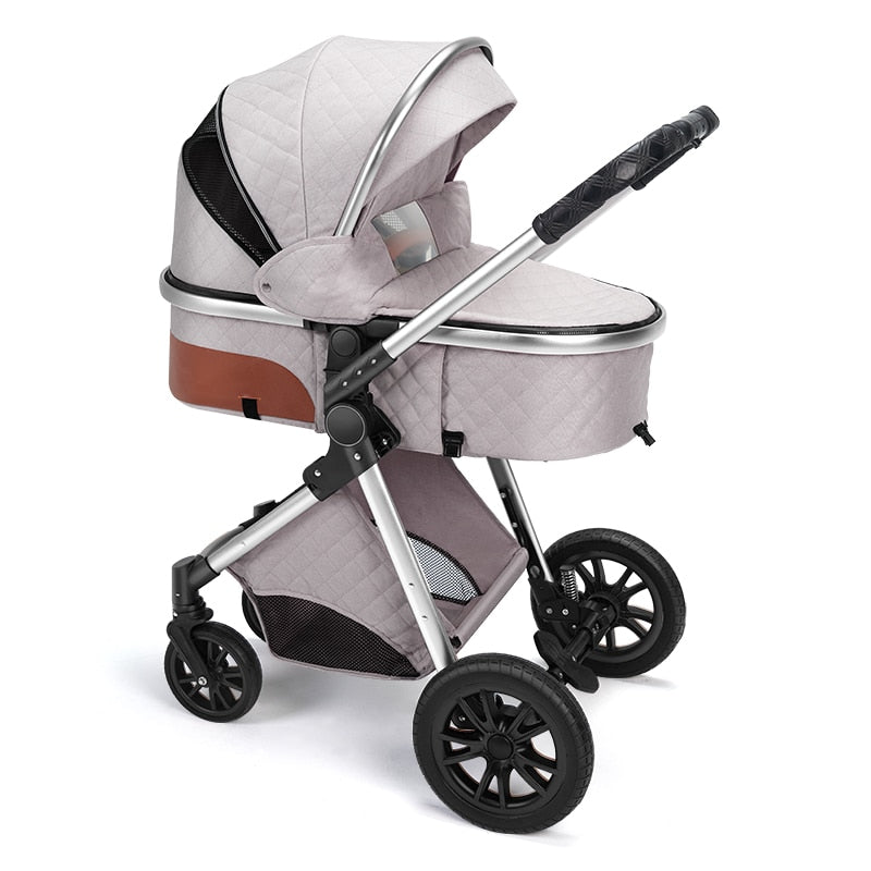 Luxury Leather High Landscape Baby Carriage Stroller