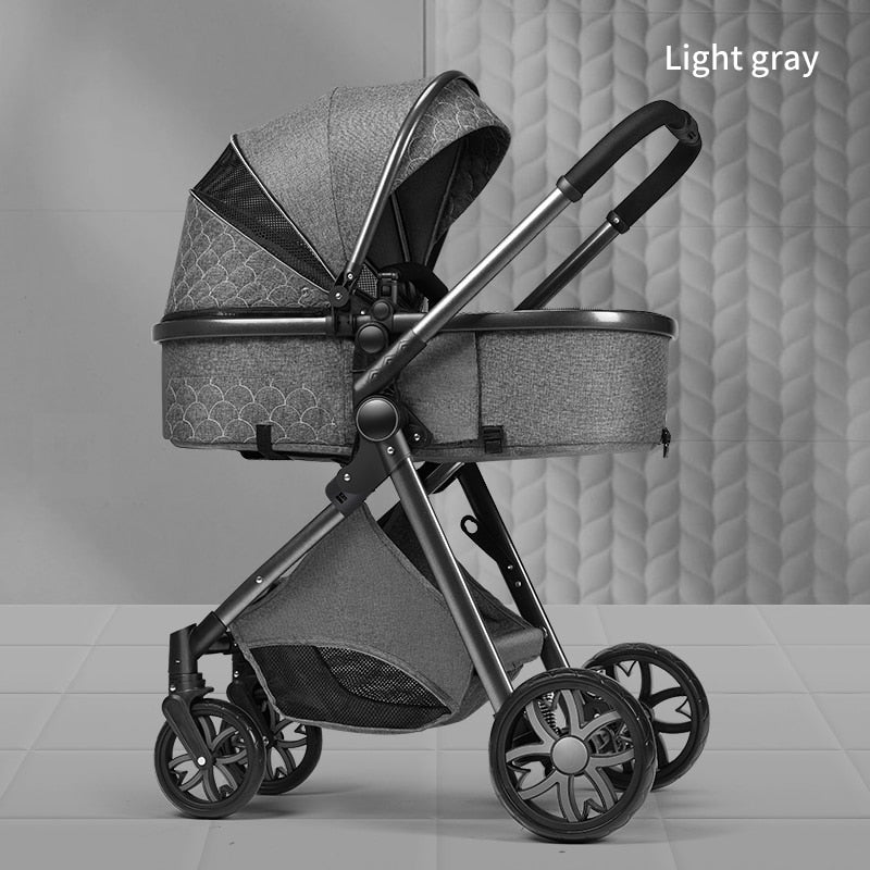 Luxury Leather High Landscape Baby Carriage Stroller