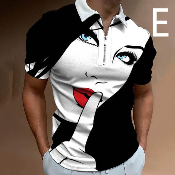 Shirts For Men Face Art Print Short Sleeve Tshirts Streetwear Mens