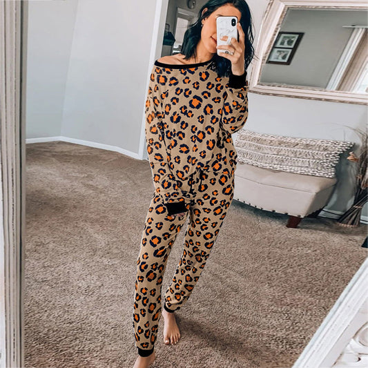 Leopard Print Home Service 2-piece Set Women